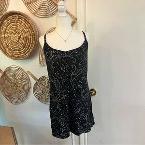 Vintage Y2K Black Sequin Mini Dress Romper Sparkle Slip Clubwear Festival XXLA